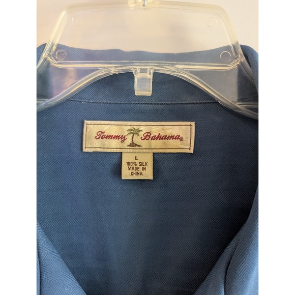 Tommy Bahama Mens Short Sleeve Button Down Beach Hawaiian Camp Shirt Blue Large - Picture 3 of 3